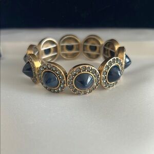 J Crew Gold and Blue Stretchy Bracelet